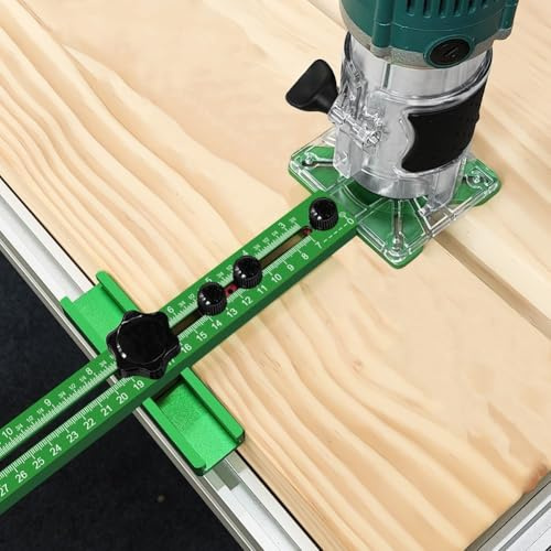Jotekonoby 4-in-1-Fräservorrichtung für Holzbearbeitung mit erweitertem Radius, verstellbare Kreisschneideschablone, Fräsrillenhalterung aus Aluminiumlegierung für Präzision (A)