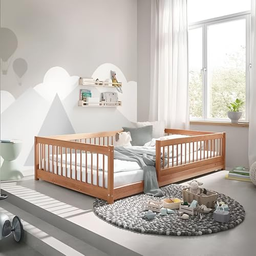 Ecolignum Kinderbett Cavo Erle/Eiche, inklusive Umbauset zum hohen Bett, Massivholzbett mit modernem Design, FSC & PEFC Zertifiziert, Bettgestell ohne Matratze & Lattenrost (Eiche geölt, 120x200 cm)