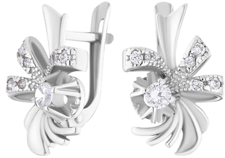 Secret for You Elegante 925 Silber Ohrringe, Blumen Design Creolen mit Kristallen, Damen Schmuck