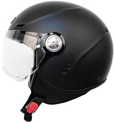 BOSERMEM Motorradhelm, ECE 22.06-Zertifiziert, HD-Visier, ABS-Schale kombiniert mit EPS-Pufferschicht zum wirksamen Schutz der Kopfsicherheit(Mattschwarz, L=59-60CM)