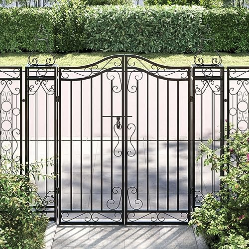 Wrought Iron Garden Gate, Black, 121 x 8 x 100 cm, Decorative Yard Gate with Bolt Lock, Sturdy Fence Gate for Garden, Driveway, Front Garden, Durable Metal, Safe Access