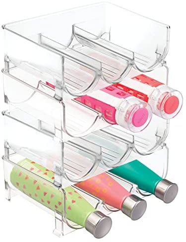 mDesign Porte-Bouteille d'eau empilable – Rangement de Bouteilles d'eau rafraîchissante – 3 Bouteilles et 4 Supports pour Eau, jus, Sodas et Plus Encore dans Le réfrigérateur, Le Garde-Manger ou Les