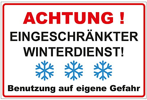 Schild Achtung - Eingeschränkter Winterdienst aus Alu/Dibond 300x200 mm - 3 mm stark