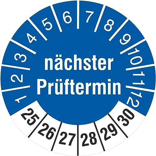 500 Prüfetiketten 30 mm nächster Prüftermin nächste Prüfung 2025-2030 Prüfplakette