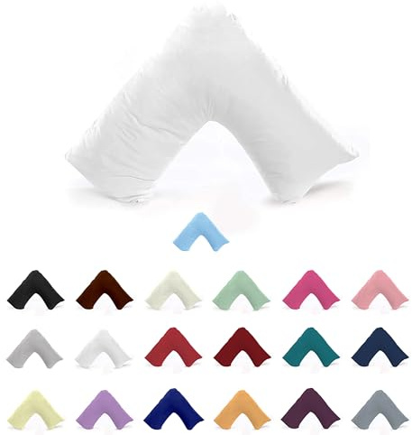 Egypto Orthopaedic V Shaped Pillowcase – Soft & Breathable Cotton Blend Cover - Nursing, Pregnancy & Back Support V Pillowcase (White)