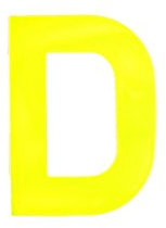 Merriway BH04960 Yellow High Visibility Reflective Plastic Stick-On Wheelie Bin Post Box Crate Dust Bin Letter 75 mm (3 Inch) Letter D