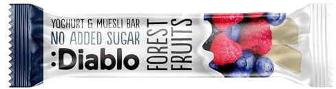 Diablo Yoghurt & Muesli Bar – No Added Sugar Healthy Snacks & Breakfast Bar Sweetened with Maltitol, Low Sugar Snacks Food, Great for Gifting, Work, School, Travel – Forest Fruits, 30g (Pack of 1)