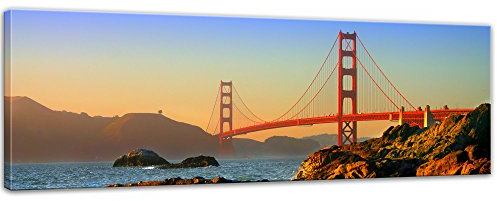 Bilderdepot24 Bild auf Leinwand | Golden Gate Bridge in 160x50 cm als Panorama Wandbild XXL | Wand-deko Dekoration Wohnung modern Bilder | 202920