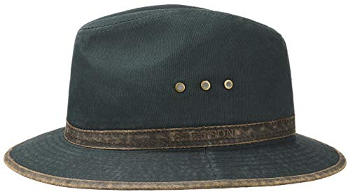 Stetson AVA Cotton Outdoorhut - Traveller-Hut Herren - Australienhut mit UV-Schutz (40+) - Baumwollhut Frühjahr/Sommer - Herrenhut dunkelblau S (54-55 cm)