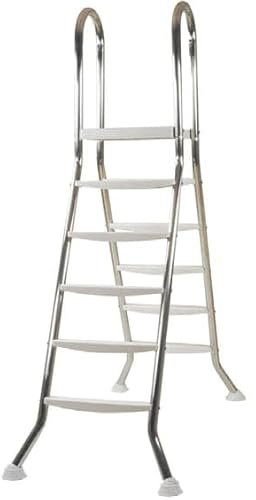 Steinbach Aufstellbeckenleiter Edelstahl, 5 + 5 Stufen, für Beckenhöhe 135 cm, Holm Ø 43 mm, 018020