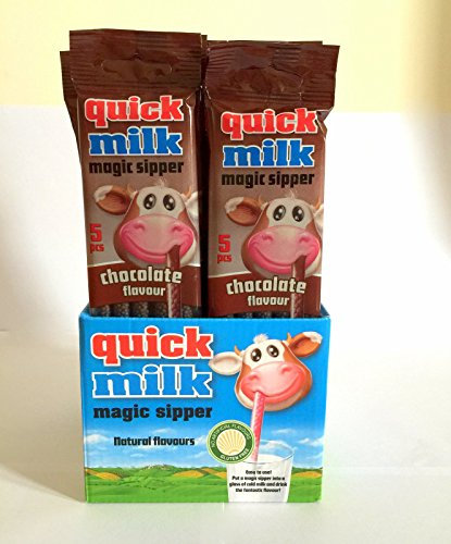 Dr Moo Quick Milk Magic Sipper Chocolate Flavour Sipper Straws 20 x Case Multi Pack (100 Straws in Cardboard Holder as Shown)