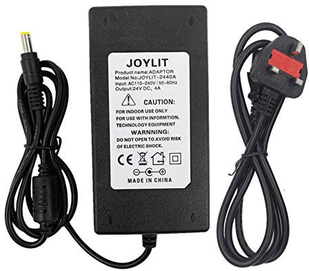 JOYLIT 24V 4A Power Supply Adapter, 100-240V AC to DC 24 Volt 4 Amp 96W Transformer 5.5 x 2.5MM DC Output Jack Low Voltage Power Adapter for LED Strips, Neon Lights (UK Plug)