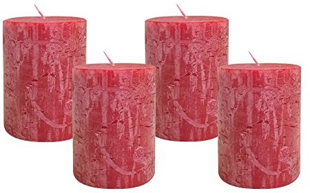 zeitzone 4 Rustic Stumpenkerzen Premium Kerze Rot 8,5x12cm - 70 Std Brenndauer
