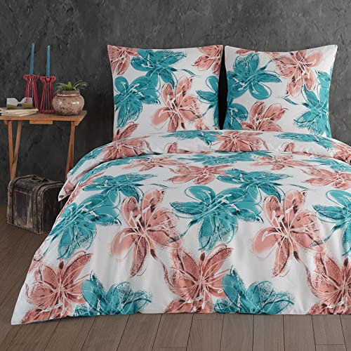 Buymax® Bettwäsche 135x200 100% Baumwolle 2-Teilig Bettbezug - Bettwäsche-Sets 135 x 200cm mit 1 mal Kissenbezug 80x80cm, ÖKO-TEX Renforcé-Bettdeckenbezug Set mit Reißverschluss