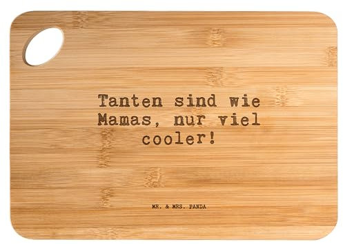 Mr. & Mrs. Panda Bambus - Schneidebrett Tanten sind wie Mamas,... - Geschenk, Sprüche, Mütter, Frühstücksbrett, Spruch Sprüche Weisheiten Zitate