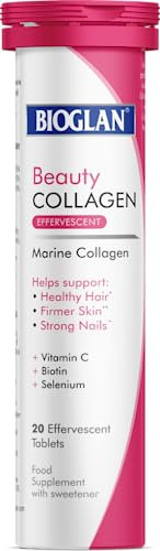 Bioglan Collagen Effervescent | 1000mg | Hydrolysed Marine Collagen | Biotin | Selenium & Vitamin C | 20 Berry Flavoured Effervescent