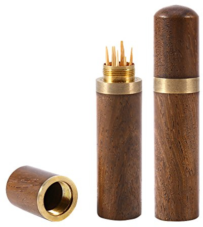 Mondadientes dispensador de madera, de portátil elegante palillero Pastillero Tooth Pick Holder Caja
