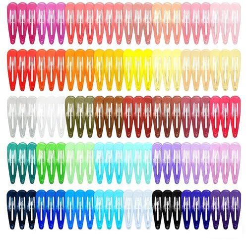 120 Pack Colorful Metal Snap Hair Clips, 2 Inch Hair Barrettes for Styling