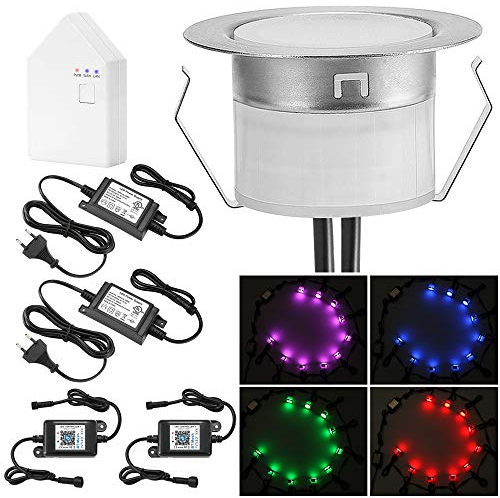 Bluetooth RGBWW Led Bodeneinbaustrahle Aussen 0.5W Ø45mm IP67 Wasserdicht LED Einbaustrahler Terrasse Küche Garten Led Lampe 50er Full Kit