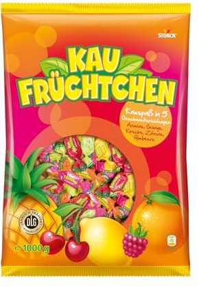Kaufrüchtchen – 1 x 1000g Vorratspackung – Kaubonbons in fünf fruchtigen Geschmacksrichtungen