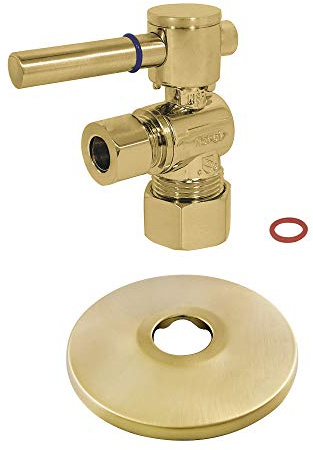 Kingston CC53307DLK Quarter-Turn Angle Shut-Off Valve, Brushed Brass