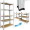 ECD Germany Étagère de Rangement - 170x70x30 cm - Charge jusqu'à 350kg - en Métal Galvanisé - 5 Panneaux MDF Réglables en Hauteur - Étagère de Stockage Rayonnage - Étagère de Garage d'Atelier