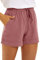 FANGJIN Short Ample Femme Pantalon Taille Haute Court Couleurs Unies Coton Bermuda Sport avec Poche Grande Dété Elastique Lin Fitness Droit Rose L