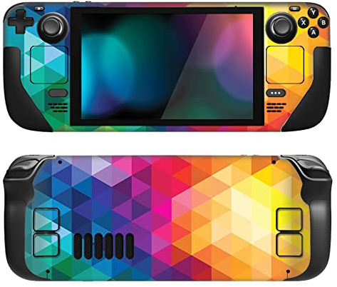 PlayVital Full Set Schutz Skin Decal für Steam Deck LCD, Custom Stickers Vinyl Decal Folie Faceplates Klebefolie für Steam Deck OLED Handheld Gaming PC-Buntes Dreieck