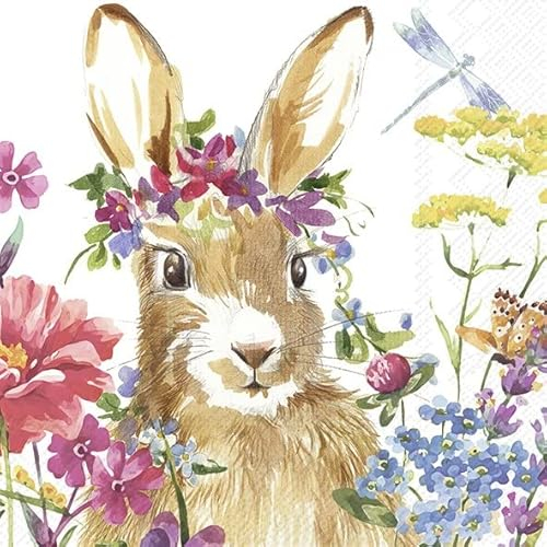 20 Servietten Osterhase in der Blumenwiese Ostern 33x33