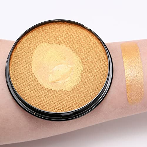 KARLOR Gesichtsfarbe 30g Aqua Make-up Schminke Facepainting Body Paint, wasserbasis professionell Schminkfarbe für Erwachsene Kinder Makeup Halloween Karneval Fasching Cosplay(Perlen Gold)