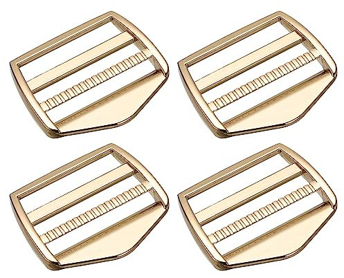 sourcing map Metal Ladder Buckle Slider Tri-Glider Metal Adjustable Buckles, 4pcs 25mm(1) Inner Size for Webbing Backpack Strap, Light Gold