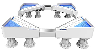 4/8 Pieds Solides Base de Machine à Laver Portable Séchoir réglable Socle de réfrigérateur Largeur 43-65 cm Longueur 50-72 cm Support de réfrigérateur congélateur Stent pour Lave-Vaisselle Conten