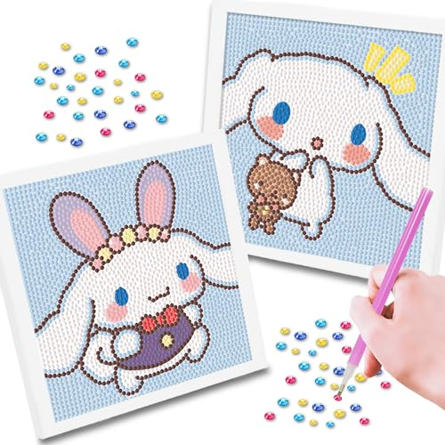 Pintura Diamante DIY Niños 2 Piezas,Diamond Painting Niños,Dibujo De Diamantes 5D Traer Marco Foto,Painting Para Niños DIY 5D Diamante Pintura Kit Mosaicos Arte Manualidades Para Niño Niña (22x17cm)