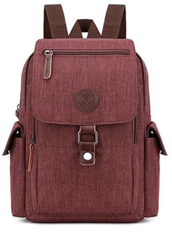 XINYASEE Mochila Impermeable de Nylon y Lona, Multifuncional Portátil Vintage para Instituto, Hombre y Mujer (Marrón)