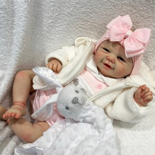 Lonian Reborn Puppen 18 Zoll 45CM Realistische Neugeborenen Baby Puppe mit weichem Körper Lebensechte Baby Puppen, die echt Aussehen mit Magnet Schnuller (B)