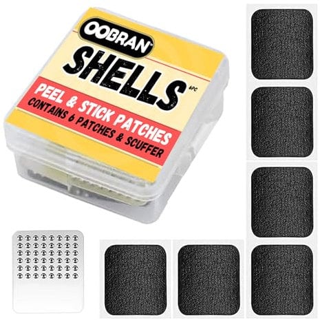 OOBRAN Quick & Easy Glueless Bike Tyre Tire Repair Patches - No Mess, Fast Fix SHELLS, contains 6 patches and a metal scuffer