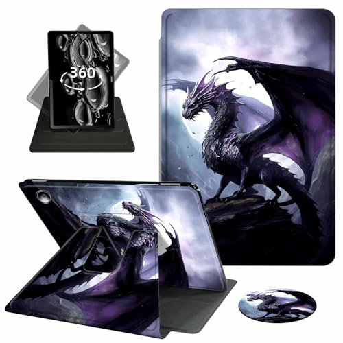ACWDMKH for Amazon Fire Max 11 Tablet Case,(13th Generation, 2023 Release) 360 Degree Rotating Swivel PU Leather Stand Flip Folio Cover with Auto Wake/Sleep Case for Fire Max 11,Cool Purple Dragon