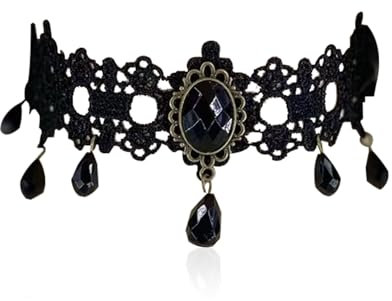 Gothic Schmuck Damen,Halsband Damen Schmuck,Schwarze Spitze Gothic Accessoires Steampunk Halskette,Mädchen Vampir Kette Frauen,Punk Choker Kostüm Zubehör,für Halloween Cosplay Party Vintage Kostüme