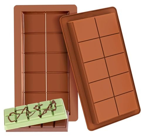 Fsaklaskdy 2 Pièces Moule Tablette Chocolat, Non Collant Moule Silicone, Moules à Chocolat, Tablette de Chocolat Réutilisable pour Chocolats Maison, Pralines, Bonbons, Décoration de Gâteau
