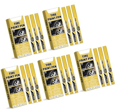 Ksikdeg 15Pcs Yellow Tire Paint Pen Water Resistant Tire Marker Pen Yellow Paint Pen Quick Drying for Car Tires Scratch