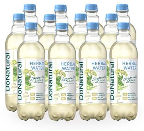 12 Pack DoNatural Herbal Water - Lemongrass with Mint & Fennel, 500 ml - Low-Calorie Functional Drink with Magnesium & Manganese, Natural Vegan Refreshment