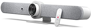 Logitech Rally Bar 4K UHD Conferencing Camera - 6 Beamforming Microphones, 4K PTZ Camera, 2 Speakers, RightSense, AI Viewfinder, 5X Optical Zoom, Teams, Zoom, Meet Rooms - 960-001324 (White)(Renewed)
