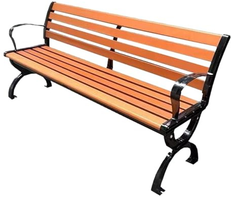 ZMTGLTG Gartenbank Aus Schmiedeeisen Mit Geschwungener Rückenlehne Und Kunststoff-Holzleisten, EIN Bequemes Sitzmöbel for Innenhöfe Und Parks.(120cm)