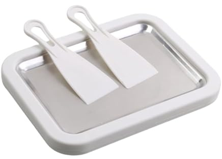 Ice Cream Roller Maker Pan, Instant Ice Cream Roll Pan with 2 Spatulas, DIY Freeze Dessert Board, for Homemade Rolled Yogurt