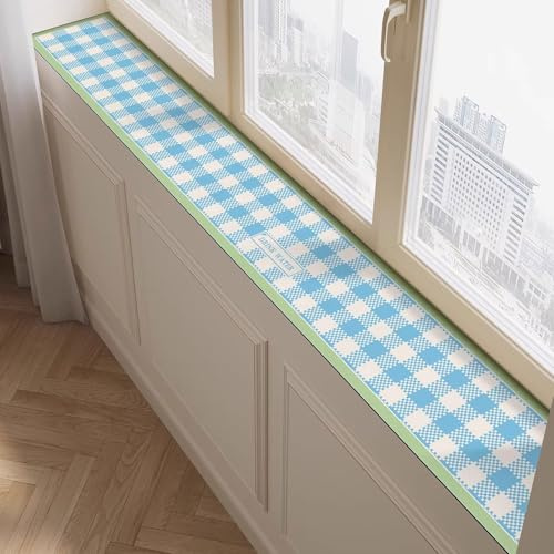 Wasserdichter Fensterbank-Schutz, Dekorative Fensterbankmatte für Katzen, Hunde und Pflanzen, rutschfest, Leicht Zuzuschneiden(Blue,10x150cm)