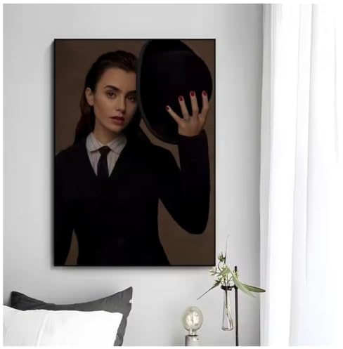 PHVRLG Poster Lily Collins Leinwandbild Wandbild Für Wohnzimmer Café Heimdekoration 50 X 70 Cm, Ohne Rahmen