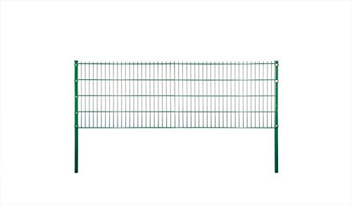 Doppelstabmatten-Zaun Komplett-Set/Stahl (verzinkt): grün (pulverbeschichtet) (RAL 6005) / Höhe: 80 cm / 27,5 m Länge/Draht: 6-5-6 mm/inkl. Gitterstabmatten, Pfosten und Montagematerial
