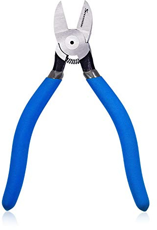 Speedwox Zange/Seitenschneider, aus Kunststoff und Karbonstahl, abgewinkelt, verwendbar zum Durchtrennen von Draht etc., hohe Hebelwirkung, mit Feder, blau