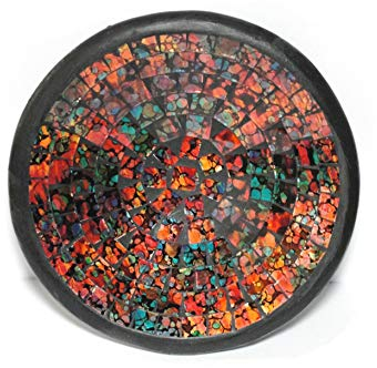 Deko - Schale Glasmosaik rund, 15 cm, orange/rot/grün/blau mix