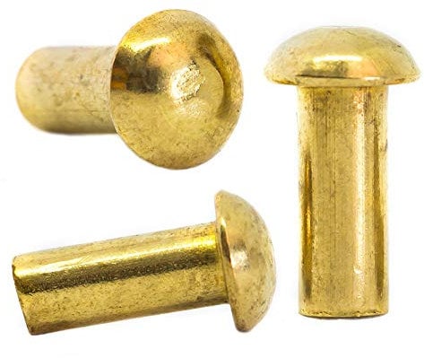 Solid Brass Button Round Head Rivets DIN 660 (20, M4 x 8mm)